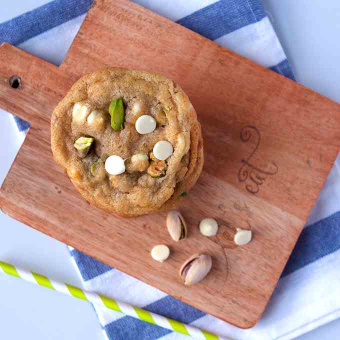 White Chocolate Chip Pistachio Cookies