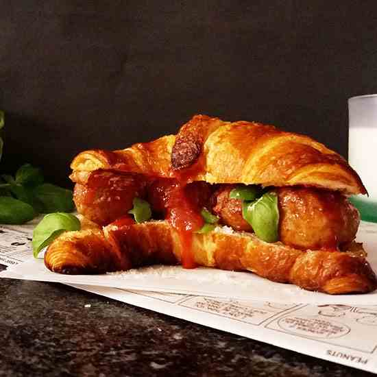 Simple Turkey Meatball Croissant Sandwich