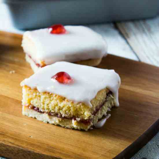 Iced Bakewell Tart Tray Bake