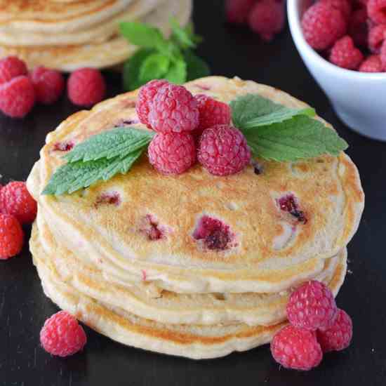 Raspberry Whole Wheat Pancakes