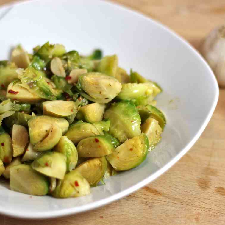 Stir Fried Garlic Brussels Sprouts  