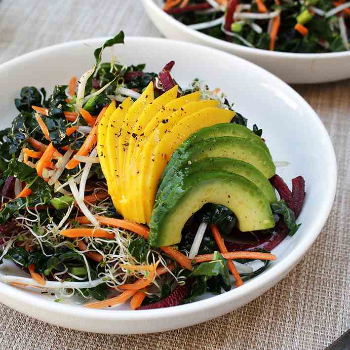 Black Kale Salad w Mango - Sprouts