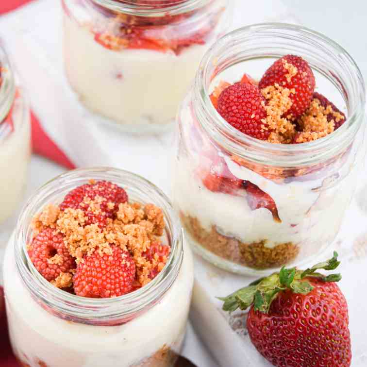 Canada Day Raspberry Cheesecake Shots