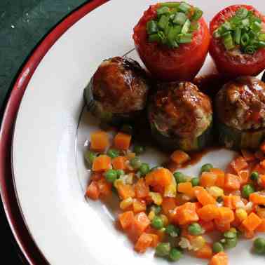 Stuffed tomatoes and zuchinni