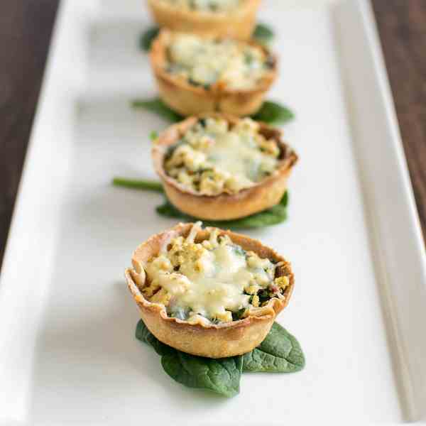 Tofu Spinach Stuffed Crispy Cups