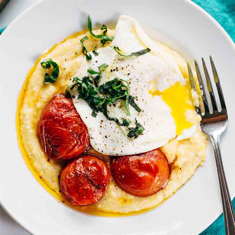 Cheesy Polenta with Roasted Tomatoes