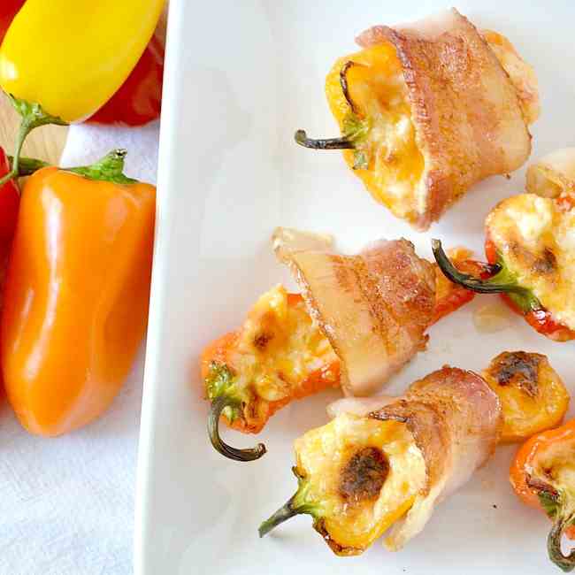 Bacon Wrapped Pimento Cheese Poppers
