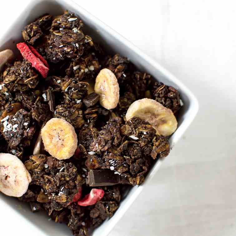 Dark Chocolate, Strawberry-Banana Granola