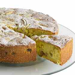 Saffron Cake with Apples and Raisins