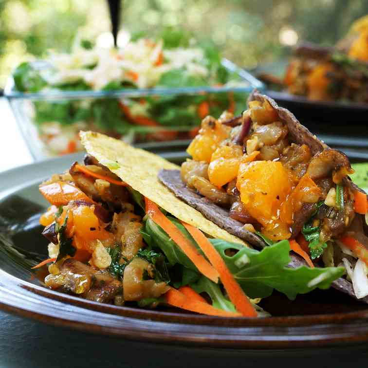 Eggplant and Mushroom Tacos