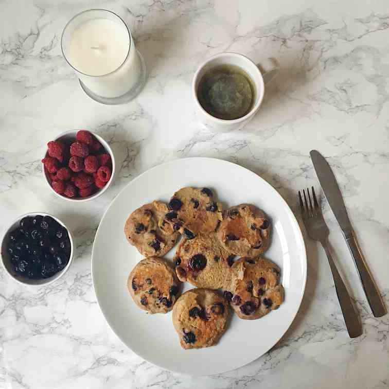 Blueberry and Banana Oat Vegan Pancakes