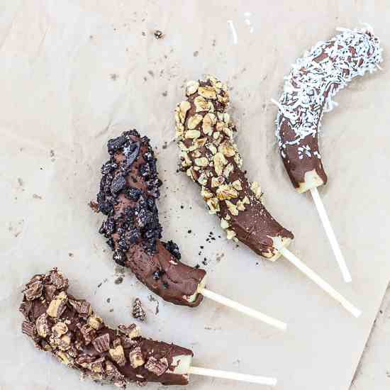 Chocolate Covered Frozen Bananas