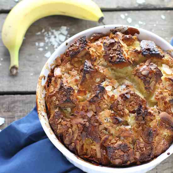 Coconut Banana Bread Pudding