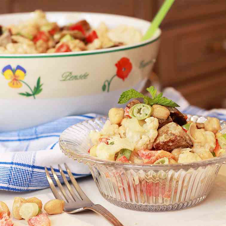 Vegan chickpea eggplant salad