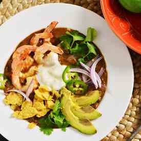 Black Bean Soup with Lime Marinaded Shrimp