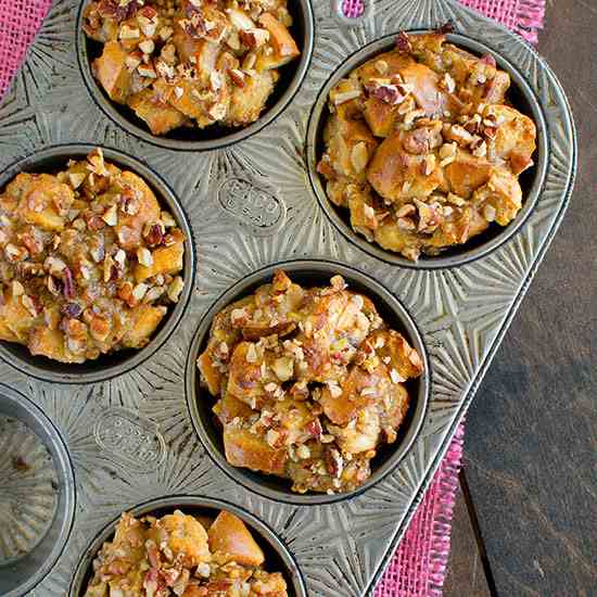 Banana Praline French Toast Muffins