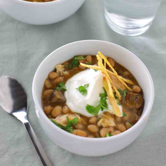 White Chicken Chili with Mushrooms