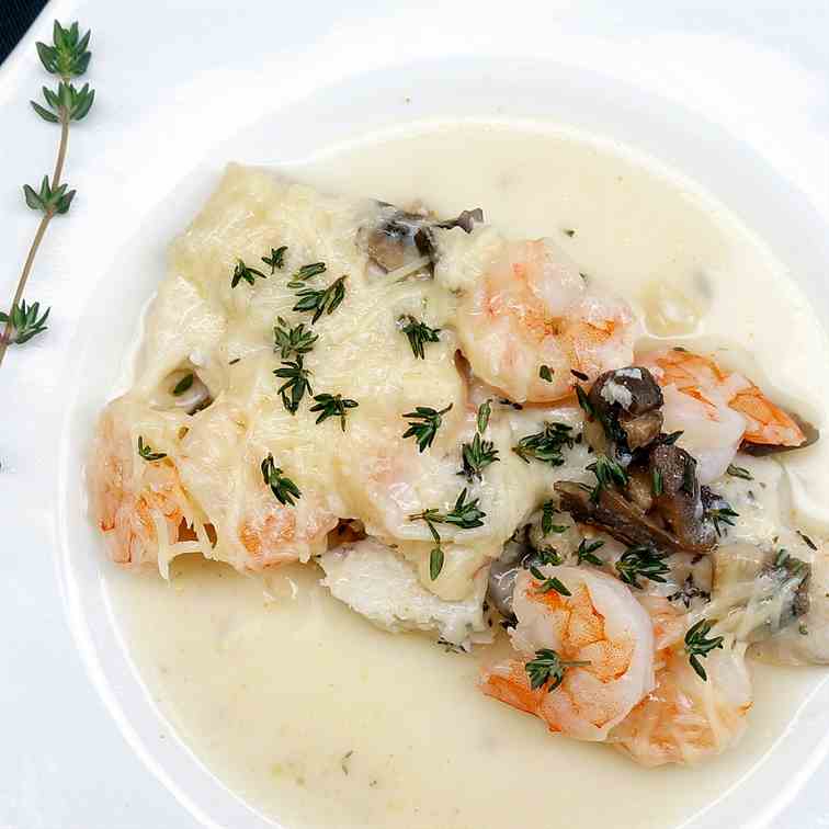 Portobello & Romano Seafood Pie