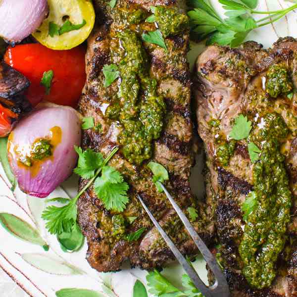 Grilled Chermoula Marinated Strip Steaks