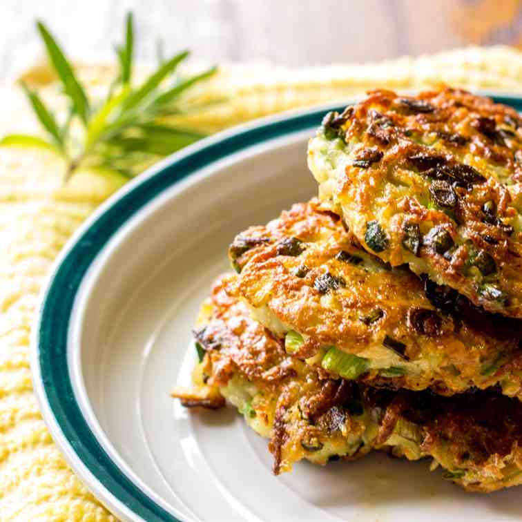 Rosemary garlic latkes with scallions