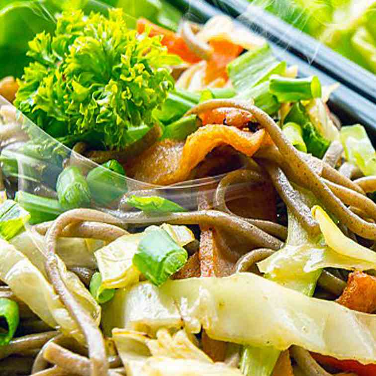 Soba with Braised Spring Vegetables