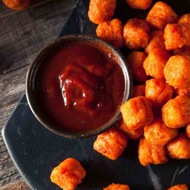 Popcorn Sweet Potato With Barbeque Sauce