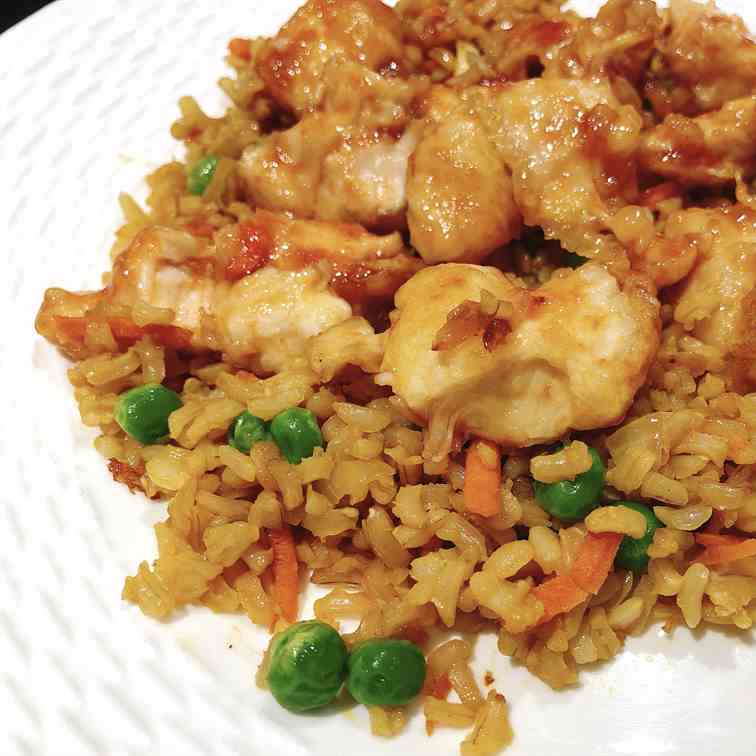 Sweet - Sour Chicken With Fried Rice