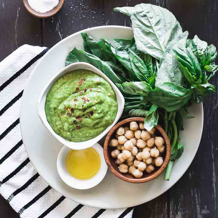 Nut-Free Chickpea Basil Pesto