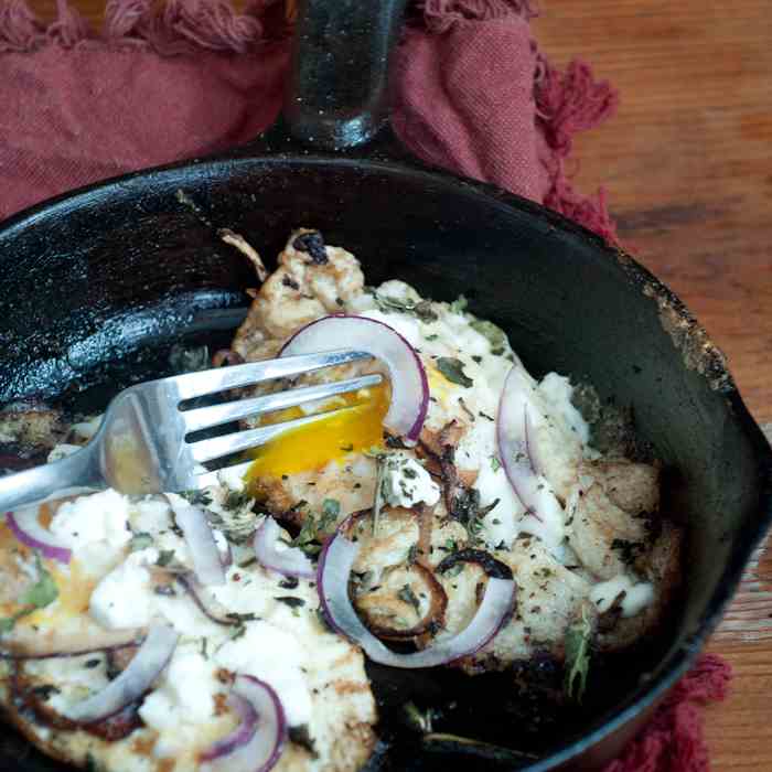 Chèvre and Basil Eggs Over-Easy