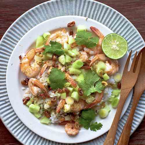 Prawn, Lime, Cilantro with Coconut Rice