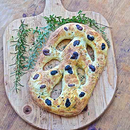 Fougasse with olives and rosemary