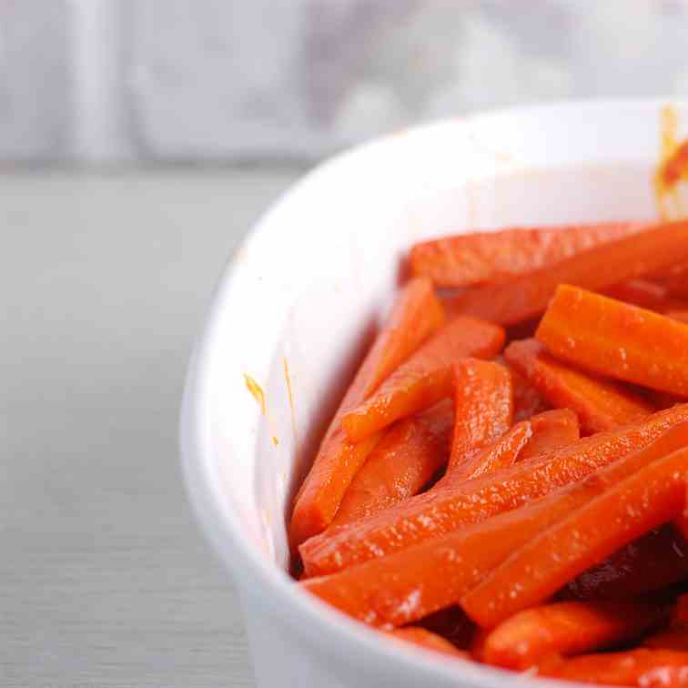 Carrots Braised in Carrot Juice and Orange