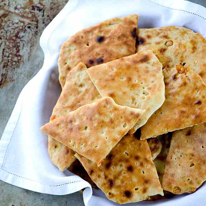 Naan with Candied Carrots, Cashews and Coc