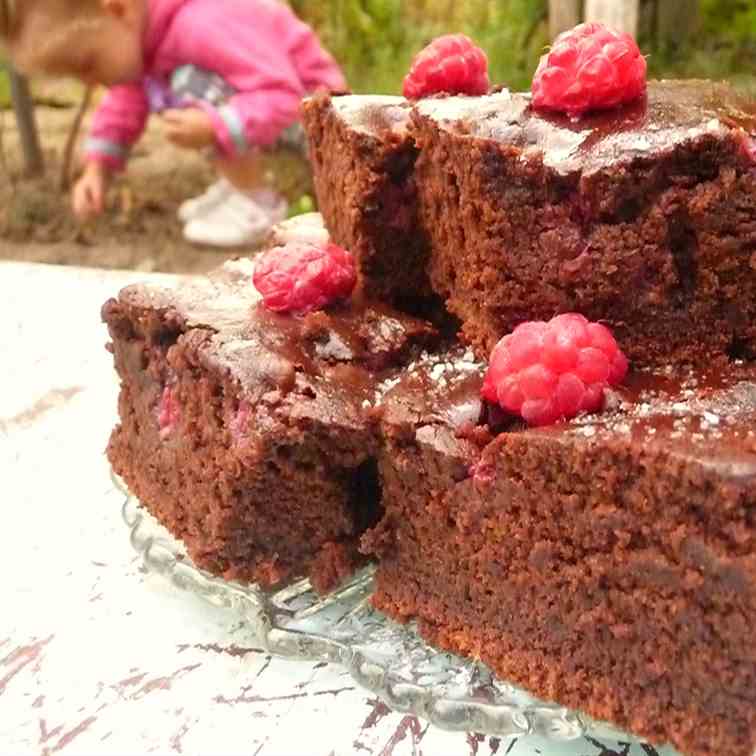 Cocoa and raspberry pound cake