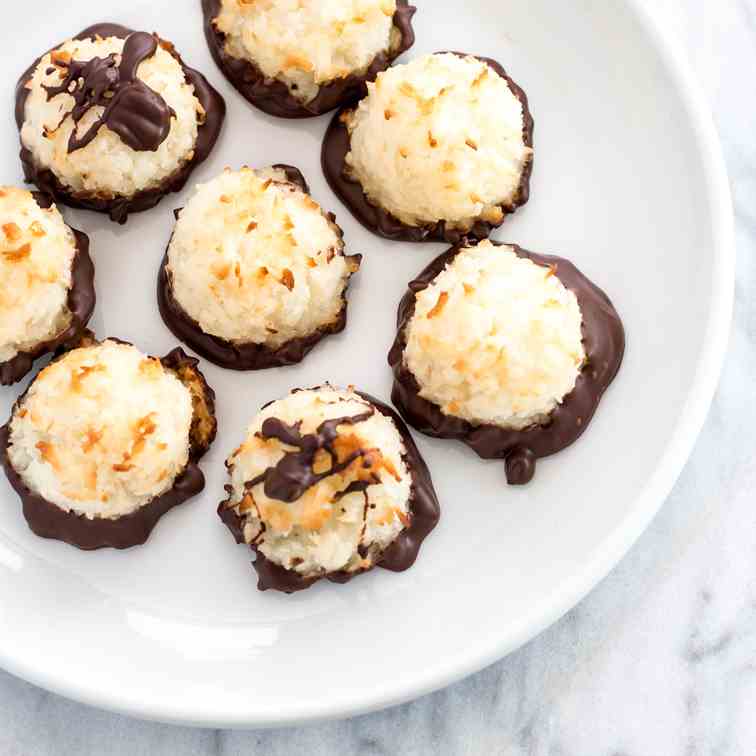 Chocolate-Dipped Coconut Macaroons