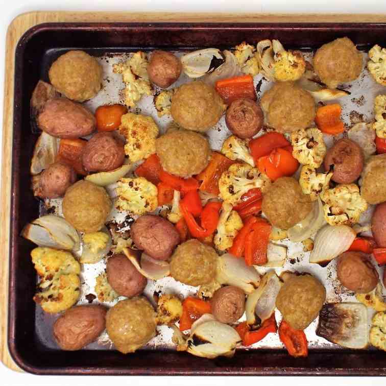 Curry Turkey Meatballs and Roasted Veggies