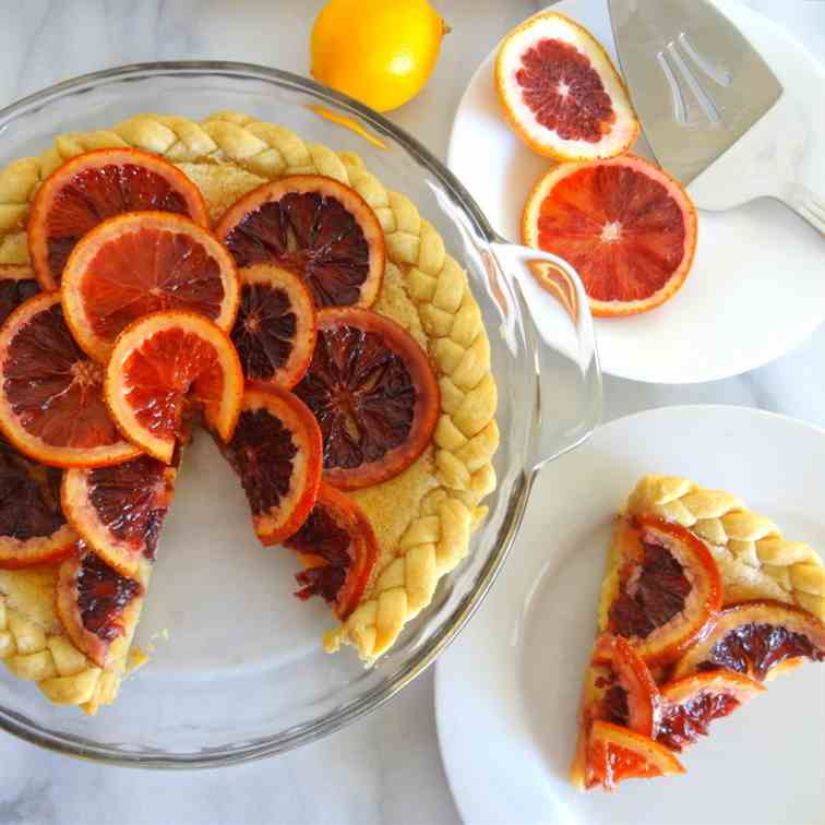 Lemon Chess Pie with Candied Blood Oranges