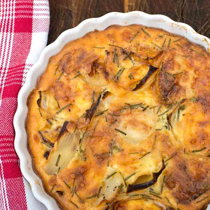 Butternut, Potato and Onion Quiche