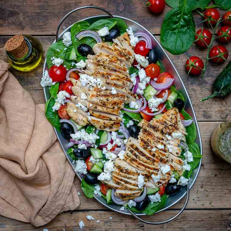 Grilled Chicken Salad Recipe (Greek Style)