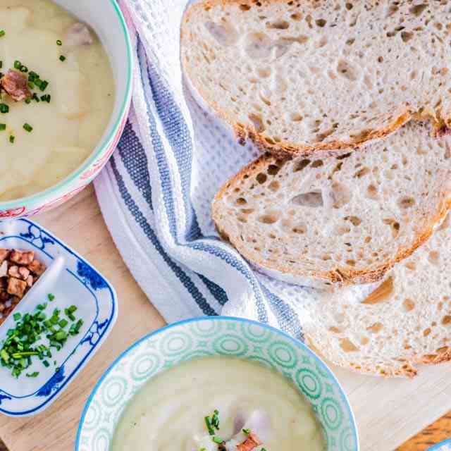 Roasted Celeriac, Garlic and Ham Soup