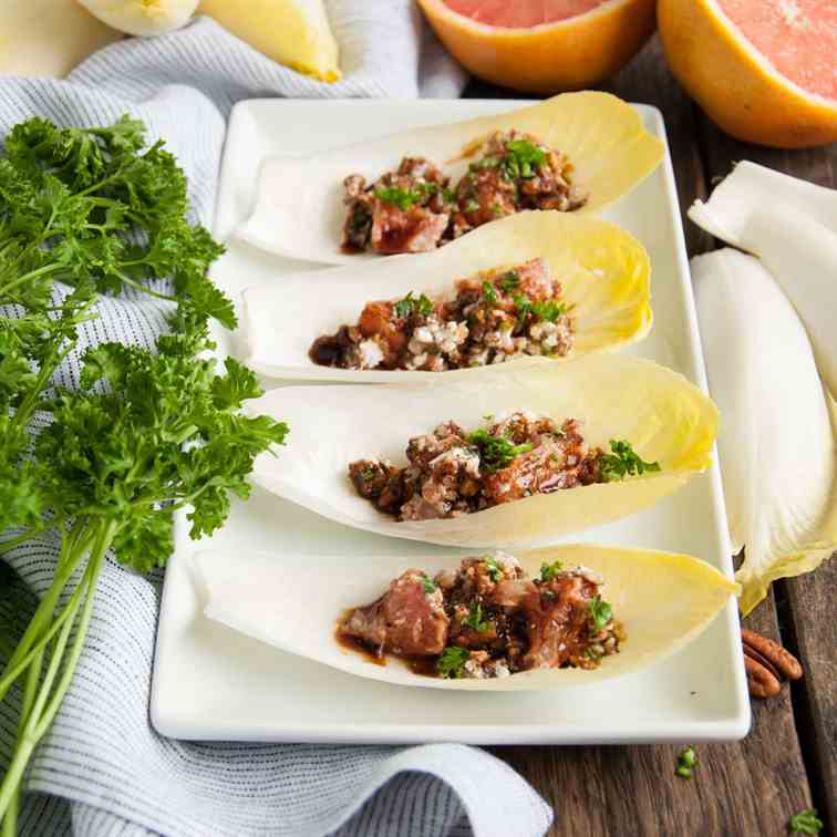 Endives with Grapefruit, Feta, and Pecans