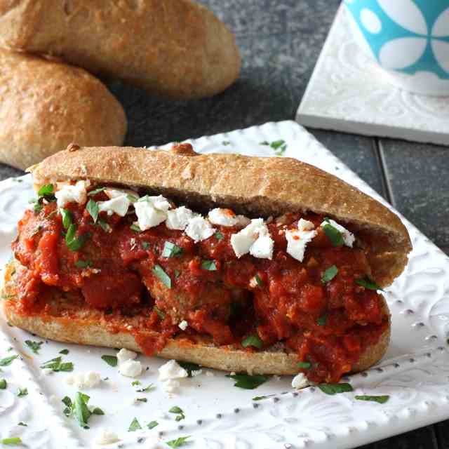 Greek Turkey Meatball Sandwich