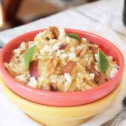 Orzo with Pears, Walnuts, & Gorgonzola