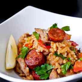 Paella with Chicken and Chorizo