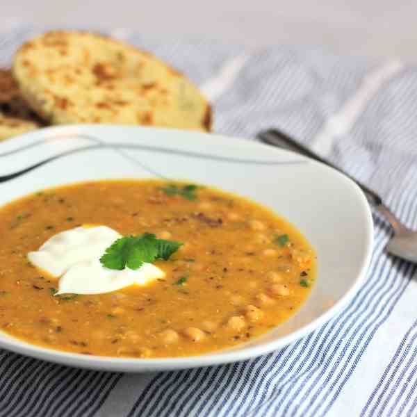 Red Lentil Chickpea Soup 