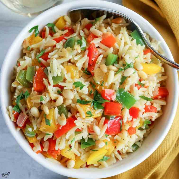 Orzo with Onions, Garlic - Peppers