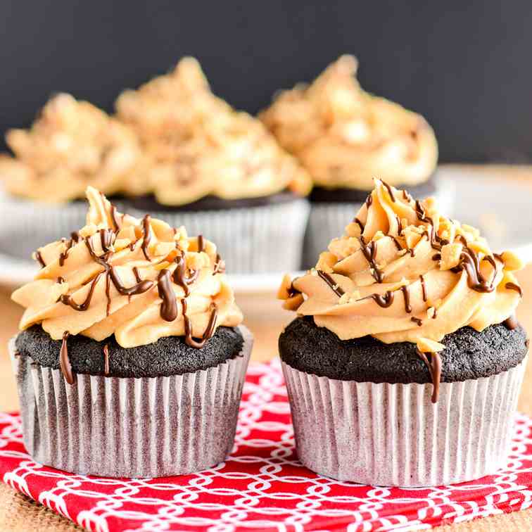 Dark Chocolate Peanut Butter Cupcakes