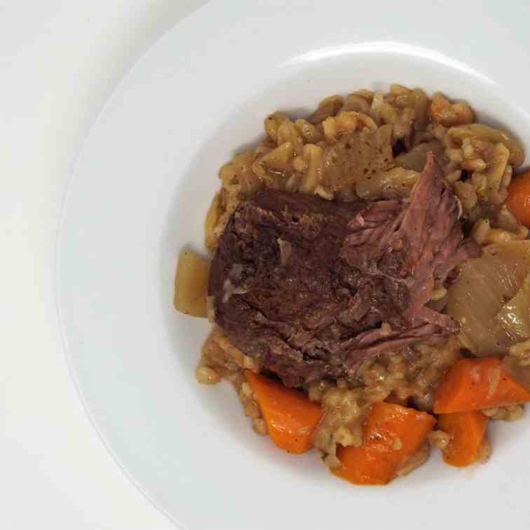 Slow Cooker Pot Roast w- Cabbage - Barley