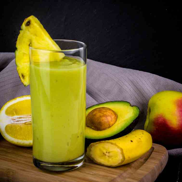 Tropical vegan smoothie with avocado