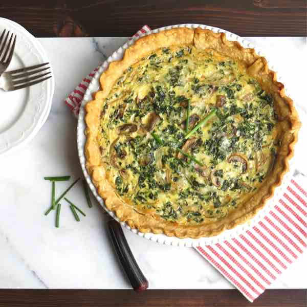 kale and mushroom quiche